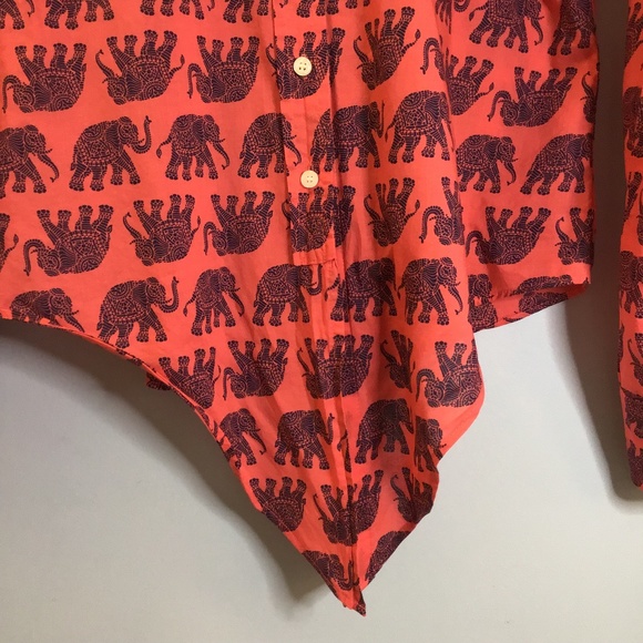 J Crew Elephant Print Tie Front Shirt - Picture 6 of 11